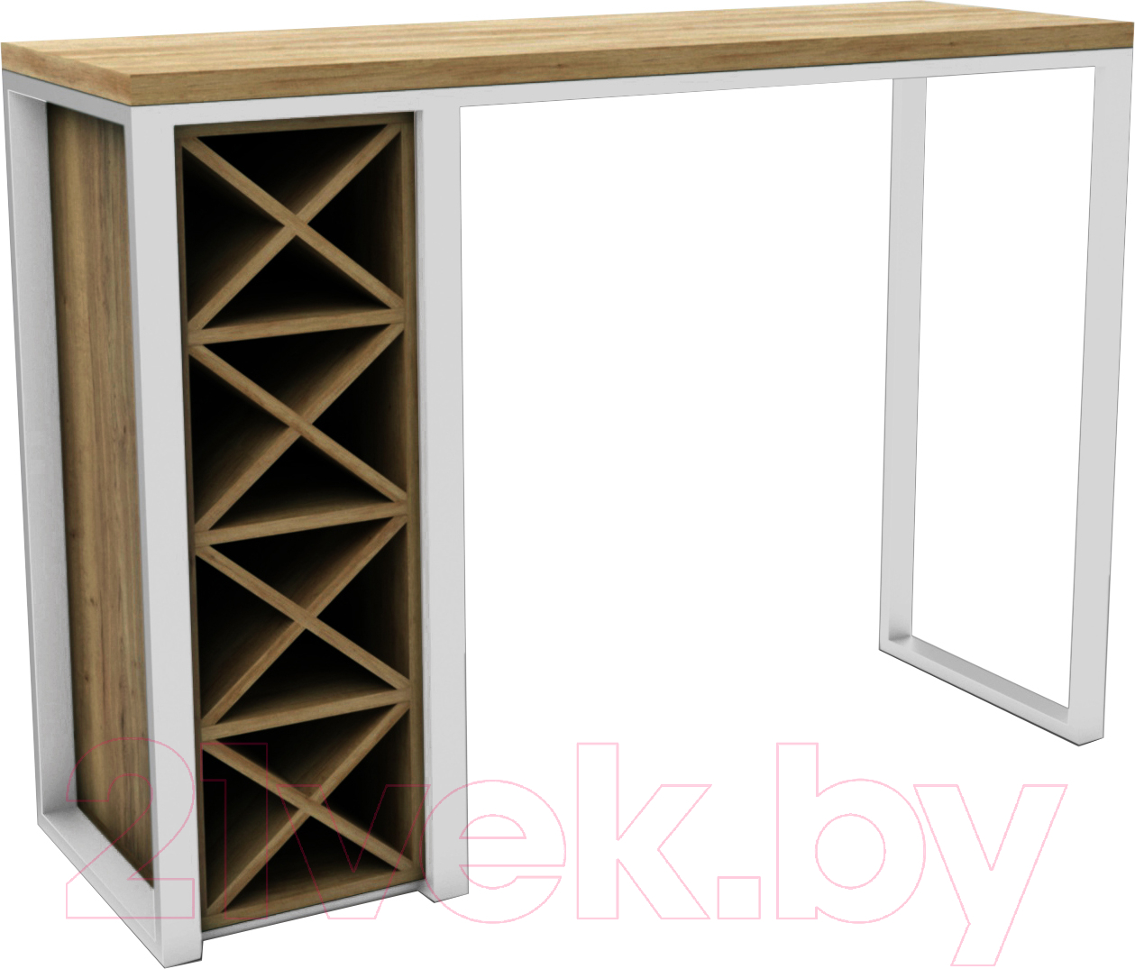 Барный стол Hype Mebel Уайн 120x40x110 (белый/дуб галифакс олово)