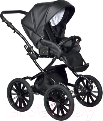 Детская универсальная коляска INDIGO Broco Eco Plus 14 2 в 1 (Be 03, черная кожа)