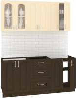 Готовая кухня Кортекс-мебель Корнелия Ретро 1.7м без столешницы (венге светлый/венге) - 