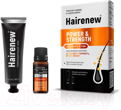 Набор косметики для волос Hairenew 3D-эффект прочность блеск объем (30мл+10мл)