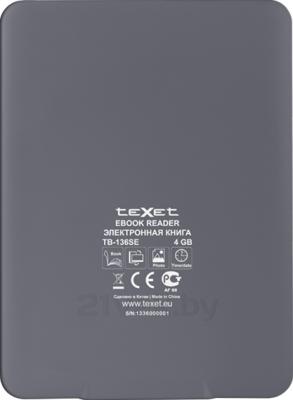 Электронная книга Texet TB-136SE (Gray) - вид сзади