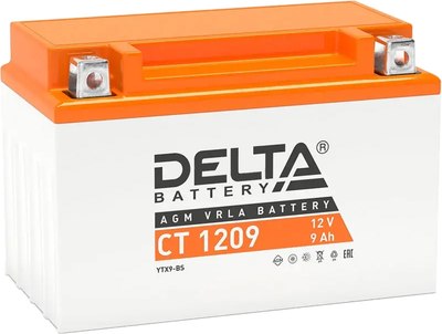 Мотоаккумулятор DELTA AGM СТ 1209 YTX9-BS / YTX9 (9 А/ч) - 