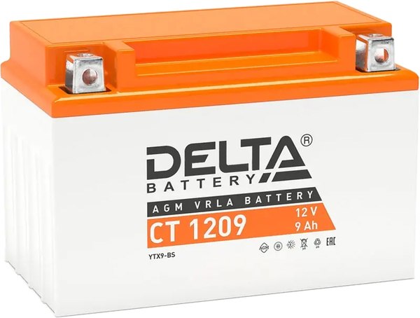 Мотоаккумулятор DELTA AGM СТ 1209 YTX9-BS / YTX9 (9 А/ч)