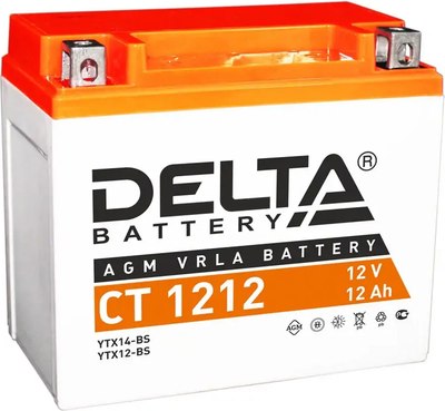 Мотоаккумулятор DELTA AGM СТ 1212 YTX14-BS / YTX12-BS (12 А/ч) - 