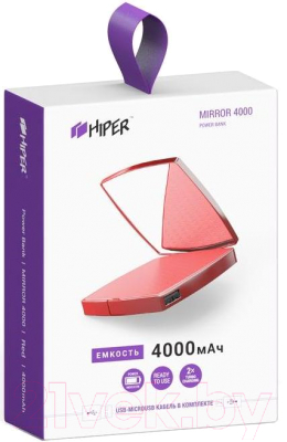 Портативное зарядное устройство HIPER Mirror 4000 (красный)