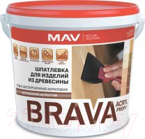 Шпатлевка готовая MAV Brava Profi-1 по дереву (1.3кг, белый)