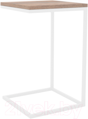 Приставной столик Hype Mebel Лайт 40x40 (белый/дуб галифакс натуральный)