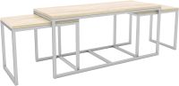 Журнальный столик Hype Mebel Трио 40x100-200 (белый/древесина белая) - 