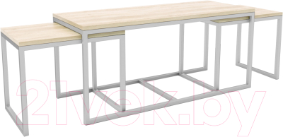 Журнальный столик Hype Mebel Трио 40x100-200 (белый/древесина белая)