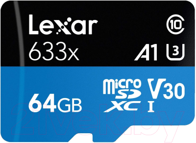 Карта памяти Lexar 64GB High-Performance 633x microSDXC UHS-I (LSDMI64GBB633A)