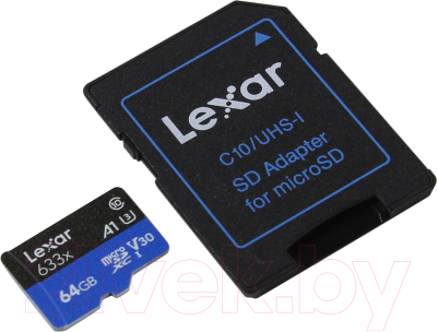 Карта памяти Lexar 64GB High-Performance 633x microSDXC UHS-I (LSDMI64GBB633A)