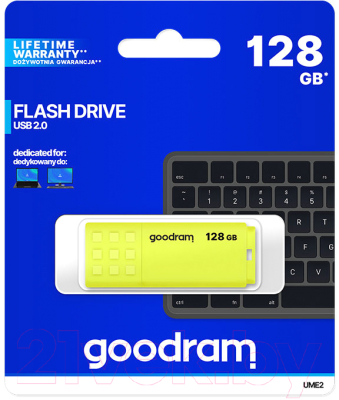 Usb flash накопитель Goodram UME2 128GB Yellow (UME2-1280Y0R11)