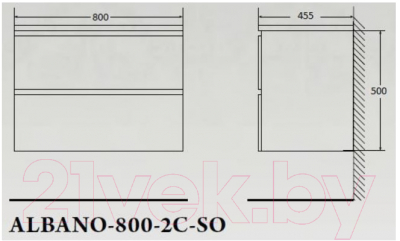 Тумба под умывальник BelBagno ALBANO-800-2C-SO-RNG