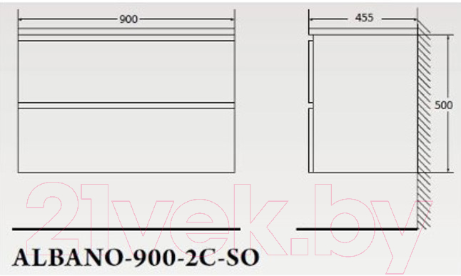 Тумба под умывальник BelBagno ALBANO-900-2C-SO-BL