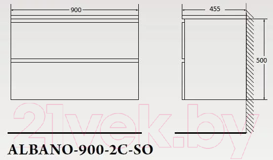 Тумба под умывальник BelBagno ALBANO-900-2C-SO-RR