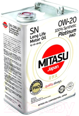 Моторное масло Mitasu Platinum PAO SN 0W20 / MJ-110-4 (4л)