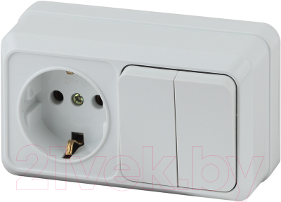 Блок выключатель+розетка INTRO Quadro 2-702-01 / Б0036153 (белый)
