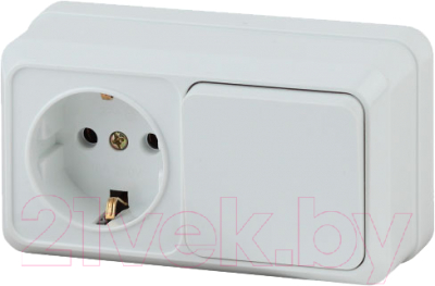 Блок выключатель+розетка INTRO Quadro 2-701-01 / Б0036149 (белый)