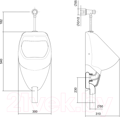 Писсуар Santek Гала WH301774 (с сифоном 492458)