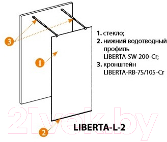 Душевая стенка Cezares LIBERTA-L-2-80-GR-Cr — фото 3