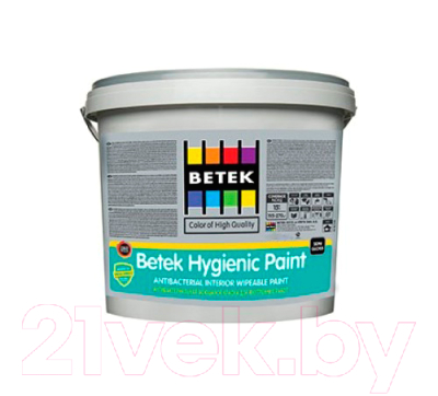 

Краска Betek, Белый, Hygienic Paint S.Gloss RG1 для внутренних работ