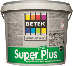 

Краска Betek, Белый, Super Plus RG1 для внутренних работ
