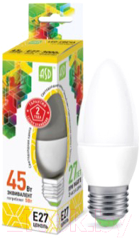 

Лампа ASD, LED Свеча Standard 5Вт 230В Е27 3000К 450Лм