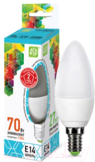 Лампа ASD LED Свеча Standard 7.5Вт 230В Е14 4000К 675Лм