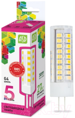 Изображение товара Лампа ASD LED JC Standard 5Вт 12В G4 6500К 450Лм
