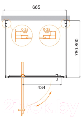 Душевой уголок Cezares MOLVENO-BA2-70/80-C-Cr-IV