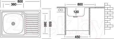 Изображение товара Мойка кухонная Ukinox STD800.500 5C 0L