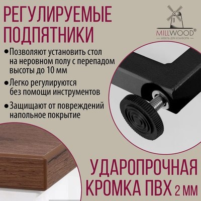 Барный стол Millwood Сидней 2 Л 120x60x105 (дуб табачный Craft/металл черный)