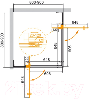 Изображение товара Душевой уголок Cezares SLIDER-A-2-80/90-GRIGIO-NERO