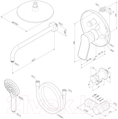Изображение товара Душевая система со смесителем AM.PM X-Joy FB85A1RH20