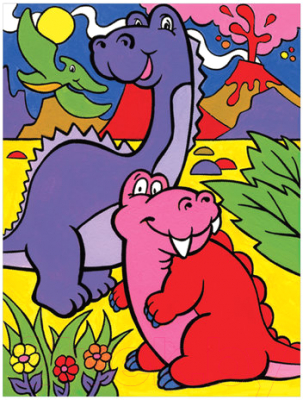 

Картина по номерам Юнландия, Динозавры с акриловыми красками / 661595