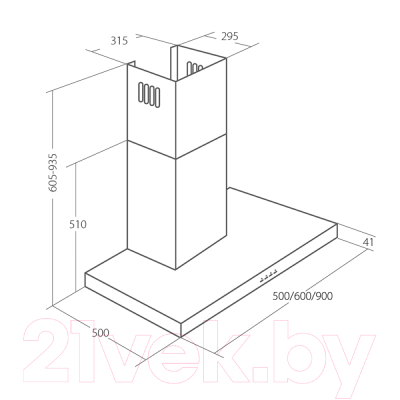 Изображение товара Вытяжка Т-образная Akpo Feniks Slim Glass 90 WK-9 (черное стекло/нержавеющая сталь)