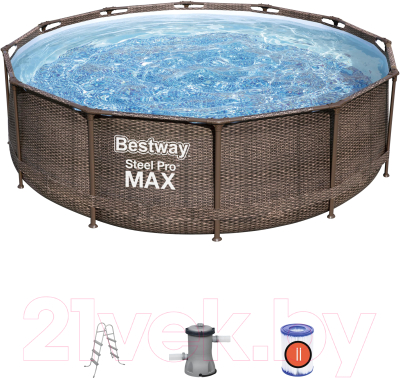 Каркасный бассейн Bestway Steel Pro MAX Ротанг 56709 (366х100, с фильтр-насосом)