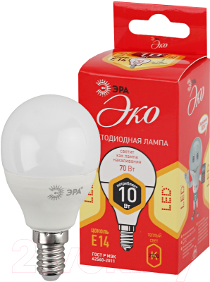 Лампа ЭРА Eco LED P45-10W-827-E14 QX / Б0048372