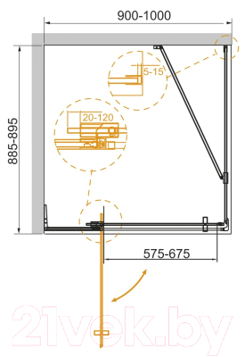 Изображение товара Душевой уголок Cezares SLIDER-AH-1-90-90/100-GRIGIO-NERO