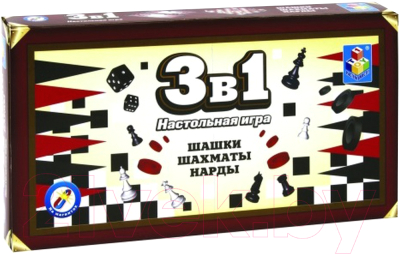 

Набор настольных игр 1Toy, 3-в-1 Шашки, шахматы, нарды / Т12058