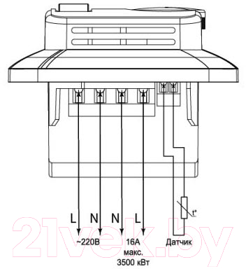 Терморегулятор для теплого пола Wirt ТРЛ-02 (с механическим управлением)