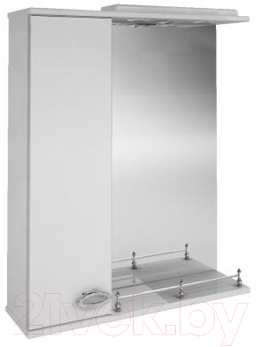 Шкаф с зеркалом для ванной Ванланд Жемчуг Жз 1-65 (левый)