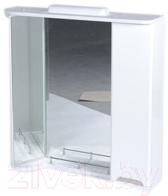 Шкаф с зеркалом для ванной Ванланд Жемчуг Жз 4-80 (серая вставка, правый)