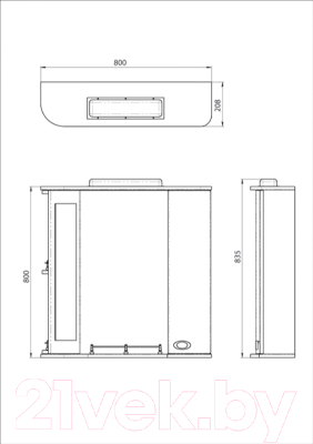 Шкаф с зеркалом для ванной Ванланд Жемчуг Жз 4-80 (серая вставка, левый)