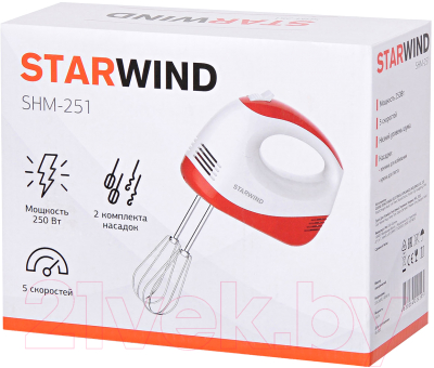 Миксер ручной StarWind SHM-251 (белый/коралловый)