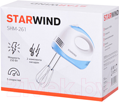 Миксер ручной StarWind SHM-261 (белый/голубой)