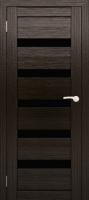 Дверь межкомнатная Юни Амати 03 40x200 (дуб венге/стекло черное) - 