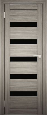Дверь межкомнатная Юни Амати 03 40x200 (дуб дымчатый/стекло черное)