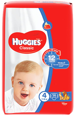 Подгузники детские Huggies Classic Small 4 (14шт)
