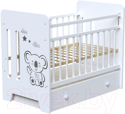 Детская кроватка VDK Coala маятник-ящик (белый)